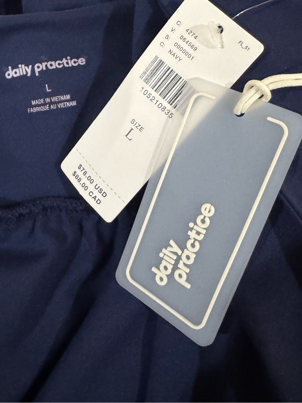 Anthropologie Daily Practice Bubble Mini Skirt in Waypoint - Navy L NWT - Picture 7 of 7
